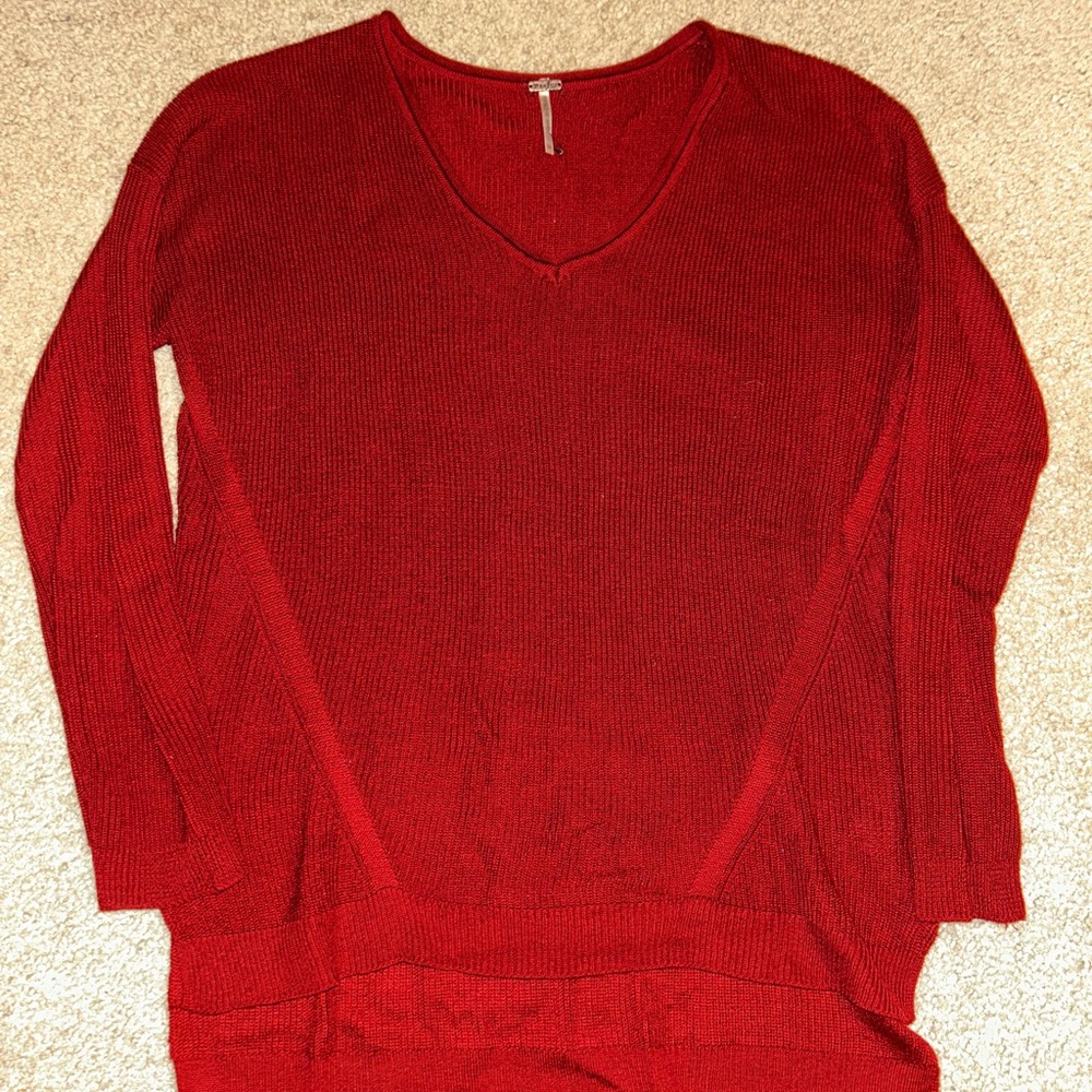 Poof! Classic Red V-Neck Sweater